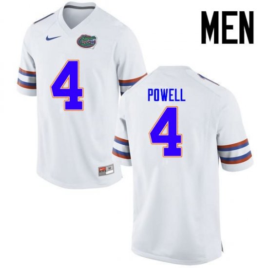 Men's Florida Gators #4 Brandon Powell NCAA Nike White Authentic Stitched College Football Jersey YMU0062QL